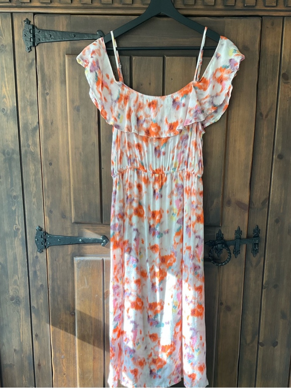 Lucky Brand Live In Love Ruffle Flowy Festival Dress Small Floral Midi NWOT